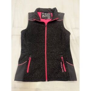 Powder River Outfitters Womens Vest Size Large Gray Pink Full Zip Fleece Lined